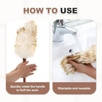 uxcell Wool Duster, 14.2" Natural Feather Cleaner Household Cleaning Duster with Solid Wooden Handle for Cleaning Fans Window Blinds Shelves Furniture, Coffee - Image 6