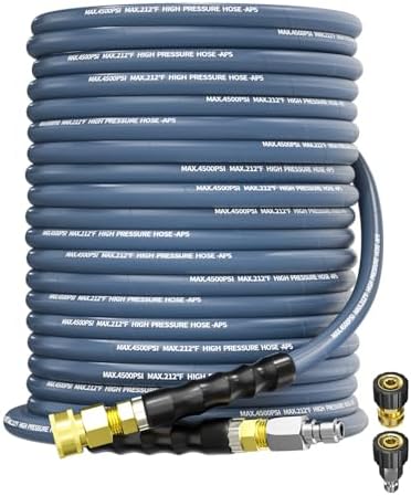 Pressure Washer Hose 100FT 3/8" Steel Wire Braided Swivel Quick Connector by KARHDIR