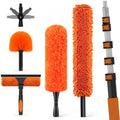 LAANPOLE 36FT High Reach Duster Cleaning Kit with Extension Pole, High Ceiling Fan Cleaner Duster Tool for Fan Blades, Window Washing Kit with Microfiber Feather Duster & Window Squeegee by LAANPOLE