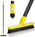 Grout Brush with Long Adjustable Handle - Telescopic, Rotation Tile Grout Cleaning Tool, V-Shape Shower Scrubber Cleaner Stiff Bristle for Cleaning Bathrooms Tile Floors, Baseboards and Corners - 59in by byedusty