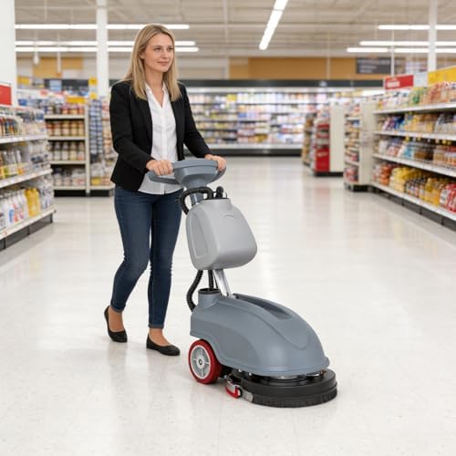 16'' Compact Walk Behind Floor Scrubber Machine - Image 2