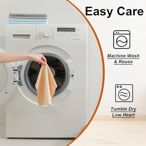 80 Pack Microfiber Cleaning Cloth Roll,Lint Free Rags & Tear Away Reusable Towels Washable Scratch,Ultra Absorbent Dish Rags(12" x 12") for Car Kitchen Home Garage-Apricot Yellow - Image 6
