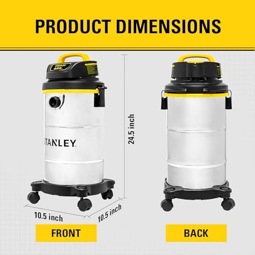 STANLEY Wet Dry Vacuum 5 Gallon with 4 HP Powerful Motor Suction,Stainless Steel Shop Vacuum Portable Wet Dry Vac for Jobsite, Workshop, Garage, Basement SL18130 - Image 7