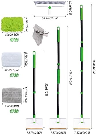 4-in-1 Baseboard Cleaning Tool with Handle 5 Reusable Pads 1 Stiff Bristle Brush Carpet Rake for Pet Hair Removal Baseboard Cleaner Carpet Windows Wall Floor Bathroom Kitchen - Image 6