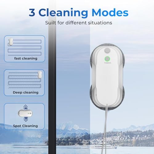 Tosima W5 Window Cleaning Robot, 6400Pa Max Adaptive Suction, Auto-Spray Smart Window Cleaner with Triple Safety System, Intelligent Navigation, Remote Control, for All Smooth Surfaces, White - Image 3
