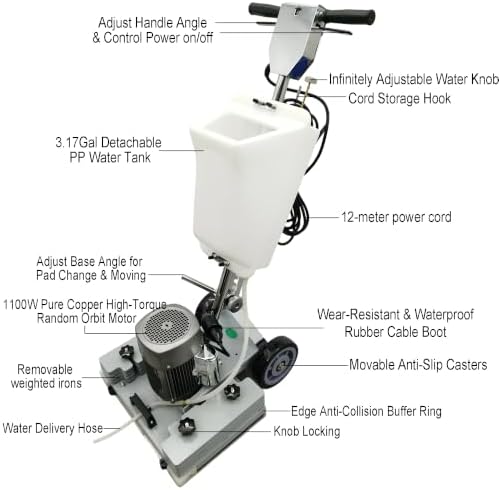 110V 1500W Square Commercial Floor Scrubber Buffer Polisher - Image 3
