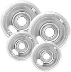 4-Piece Drip Pans Set - Compatible with GE Stoves - Chrome Finish Electric Stove Burner Drip Pans - 2 x 6inch, 2 x 8inch Stove Drip Pans - GE Stove Drip by COZZIVITA