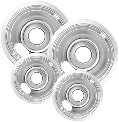 4-Piece Drip Pans Set - Compatible with GE Stoves - Chrome Finish Electric Stove Burner Drip Pans - 2 x 6inch, 2 x 8inch Stove Drip Pans - GE Stove Drip by COZZIVITA