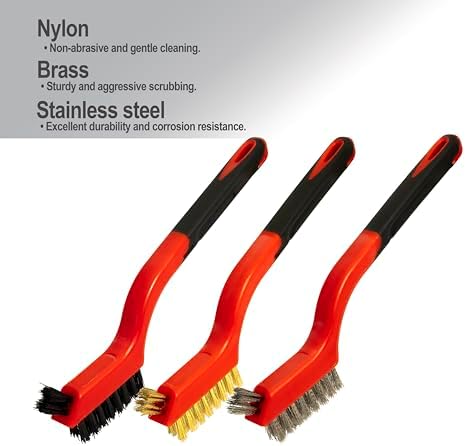 6Pcs Wire Brush Set, Stainless Steel/ Brass/ Nylon Bristle Brushes for Cleaning Rust, Scratch Wire Brushes for Cleaning Welding Slag, Paint and Dirt Removal - Image 2