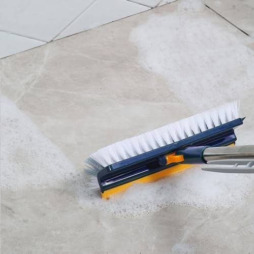 Generic Grout Scrub Brush with 42"" Long Handle Double-Sided Floor Scrub Brush V-Shape Grout Cleaner with Squeegee 180° Rotating for Tile Floors, Baseboards, Wall, Navy - Image 6