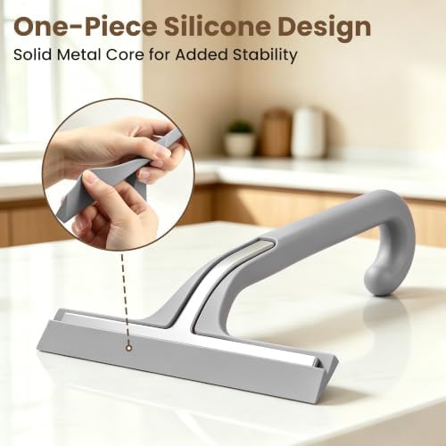 10 Inch Silicone Shower Squeegee for Glass Doors, Streak-Free, Grey - Image 5