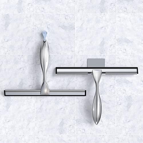 Shower Squeegee for Glass Door 12-Inch Stainless Steel Bathroom Squeegee Window Wiper, Includes Shower Door Hook, Adhesive Hook, and Spare Silicone Blade for Window Mirror Car All-Purpose Squeegee - Image 6