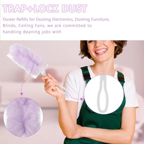 Duster Refills Compatible with Swiffer Duster, Heavy Duty Multi Surface Duster Replacement with 1 Extra Handle for Cleaning Furniture, Blinds, Ceiling Fans and Car (Purple-50Pack) - Image 4