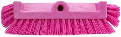 SPARTA 40422EC26 Floor Scrub Brush Head, Multi-Level, Dual Surface Plastic Block with Side Bristles, Crimped Polyester, Threaded Handle Hole, Ideal for Wide and Tight Spaces, BPA Free, 12 Inches, Pink by SPARTA
