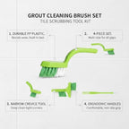 Grout Cleaning Brush Set, 4-Piece Tile Scrubbing Tool Kit for Narrow Gaps and Corners, Durable PP Plastic Crevice Cleaner for Bathroom Shower and Kitchen Backsplash (Set of 4) - Image 5