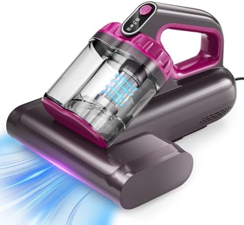 BYHUME Mattress Vacuum Cleaner, 17Kpa 650W Bed Vacuum Cleaner, 273nm UV-C Light & Ultrasonic 145°F Heating, 80000 RPM/Min Brushroll Rotation, Wide Suction Port for Pillows Cribs Sofa, Black Corded by BYHUME