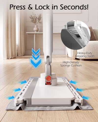 MASTERTOP Snap Grip Mop, Hands Free Flat Mop with 51" Adjustable Handle - Image 3