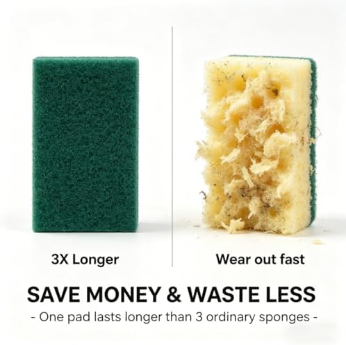 Bulk Heavy Duty Scouring Pads with Emery, 6" x 4" Large Green Scrub Pads for Kitchen Cleaning, Durable Polyester Abrasive Dish Scrubber for Pot, Pan, Grill and Stove,(28Count) - Image 5