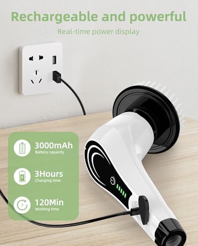 Cordless Electric Spin Scrubber, 7-in-1 Bathroom Cleaner - Image 6