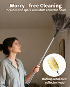 Extendable Ostrich Feather Duster with Bonus Wool Feather Duster Head - Natural Fluffy Non-Slip Handle Feathers Dusters for Cleaning Ceiling Fans, Blinds, Roof Dusting, High Surfaces (18-48 in) - Image 6