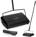 Alpine Manual Carpet Sweeper Triple Brush – Cordless Non Electric Multi-Surface Floor Brush Hardwood Floor Cleaner Easy Sweeping for Carpeted Floors (Improved Black) by AlpineIndustries