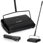 Alpine Manual Carpet Sweeper Triple Brush – Cordless Non Electric Multi-Surface Floor Brush Hardwood Floor Cleaner Easy Sweeping for Carpeted Floors (Improved Black) by AlpineIndustries