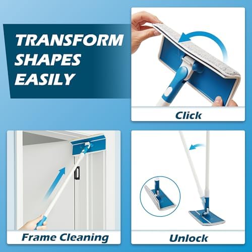 Wall Cleaner Mop with Foldable Panel, Baseboard Cleaner Tool with 55" Long Handle, Cleaning Mop Duster for Walls, Ceilings, Baseboards, Floors - Image 3