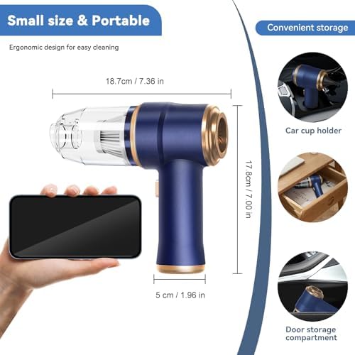 Handheld Car Vacuum Cleaner, Portable Cordless Mini Vacuums with Multi-Nozzles, High Power Dry Hand held Vacuum for Car, Computer, Sofa, Office, Pet, Home - Image 6