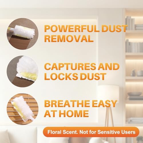 JOYMOOP Disposable Electrostatic Duster for Cleaning, with 2 Handles & 48 Ct Yellow Heavy Duty Refills for Swiffer Feather Duster, Household Cleaning Tool for Electronics, Dusting Furniture, Blinds - Image 3