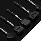 oannao Large Silicone Cooking Utensils Set - Heat Resistant Kitchen Utensils Sets,Spatula,Spoon,Turner Tongs,Whisk,Stainless Steel Cooking Utensil for Nonstick Cookware Dishwasher Safe (Black) - Image 6