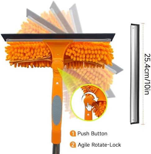 2 in 1 Window Squeegee Cleaner Kit Extension Pole, 67 in, Orange - Image 2