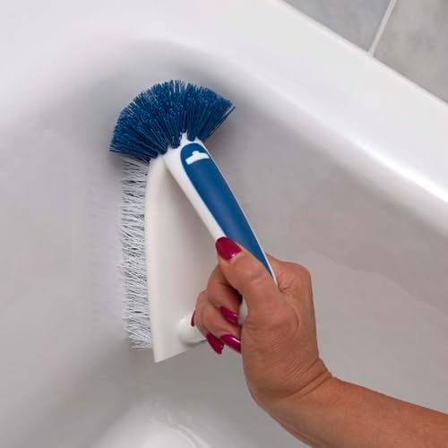 Unger 2-in-1 Bath and Tile Scrubber Brush Tool, Crevice Cleaning Supplies, Dishwasher Safe, Rounded Bristles for Bathroom Scrubbing, Great for Tile, Bathtubs, and Showers - Image 4