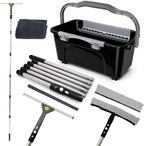 Window Washing Kit with Extension Pole(19–94.5"), Window Squeegee with Extension Pole, High Reach Window Cleaning Kit, 3 Gallon Bucket, Streak-Free Outdoor Window Cleaner, Extra Refills by Cloud+Space