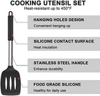 E-far Silicone Cooking Utensils Set, 7-Piece Black Kitchen Utensils Set - Image 5