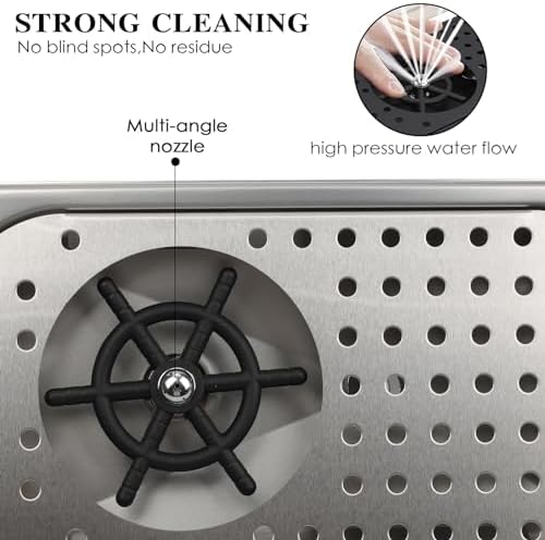 Pitcher Washer, Espresso Washer, Drainage and Drip Tray Stainless Steel Bar Glass Washer is The Sink, and The Cup Spray Washer is The Home Kitchen Hotel Cafe Restaurant (Silvery) - Image 4
