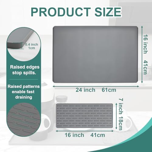 Silicone Coffee Mat 24 x 16 in Combination, Classic Gray - Image 4