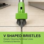 2 Pack Grout Brush with Long Handle, Swivel Cleaning Grout Line Scrubber - Durable Handle Grout Cleaner Brush for Bathroom,Tile,Baseboard,Walk in Shower,Corner & Narrow Space (Green) - Image 2