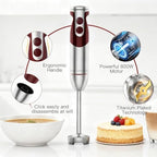 MegaWise Pro Titanium Reinforced 3-in-1 Immersion Corded Hand Blender, Powerful MOTOR with 80% Sharper Blades, 12-Speed Corded Blender, IncludingWhisk and Milk Frother (3-in 1 Red) - Image 4