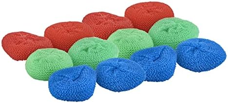 Superio Nylon Scouring Pads - Dish Scrubbers, Durable Mesh Scourers for Dishes, Pots, Stoves - 12 Pack (Assorted Colors) by Superio