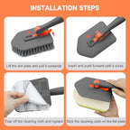 nacena Shower Scrubber with Long Handle, 3 in 1 Tile Tub Scrubber Brush with 3 Detachable Cleaning Heads Adjustable Handle Shower Cleaner Brush for Bathroom, Kitchen, Toilet, Wall, Sink, Grey Orange - Image 6