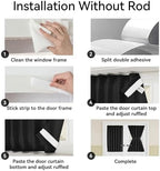 Vatge Self-Adhesive Sidelight Curtains for Glass Doors - No Drill Removable Window Coverings, Light Filtering Panel, 1 Panel, W12 x L60, Black - Image 4