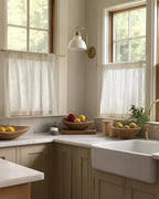 jinchan Linen Tier Curtains with Lined, 26x45, 2 Panels, Natural - Image 3