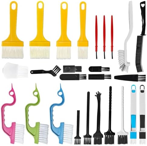 26PCS Crevice Cleaning Brush Set, Hard Bristle Tools for Tile Grout, Window Tracks, Bathroom/Kitchen Deep Cleaning – Versatile Brushes for Tight Gaps, Sinks, Toilets & Narrow Spaces by Unknown