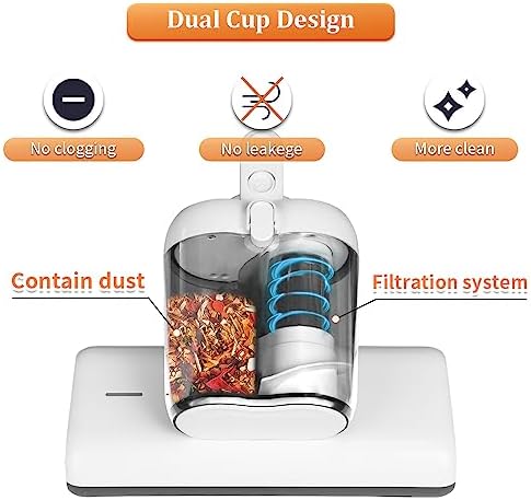Laymi Mattress Vacuum Cleaner with UV-C Light, 450W Powerful Handheld Bed Vacuum with High Beating Roller Brush, True HEPA Filter, XL Dual Larger Dust Cup for Deep Cleaning of Dust & Pet Hair - Image 3