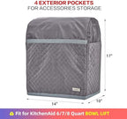 HOMEST Stand Mixer Quilted Dust Cover with Pockets Compatible with KitchenAid 6/7/8 Quart Bowl Lift, Grey (Patent Design) - Image 3