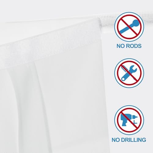 RYB HOME Faux Linen Side Door Curtain - Privacy Window Curtains for Patio French Door Front Door Sidelight Curtain Tie up Shade, 1 Piece, 12W x 72L Inches, Pure White - Image 3