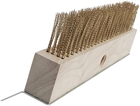 Winco Brass Wire Oven Bristle Brush with Metal Scraper,Brown,Medium - Image 3