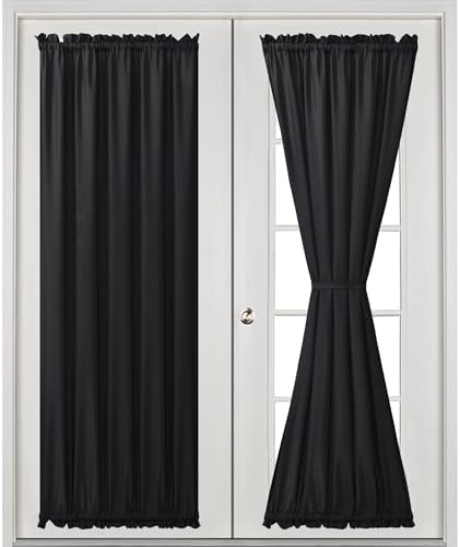 Hiasan French Door Curtains for Small Window, Black, 52W x 72L, 1 Panel - Image 2