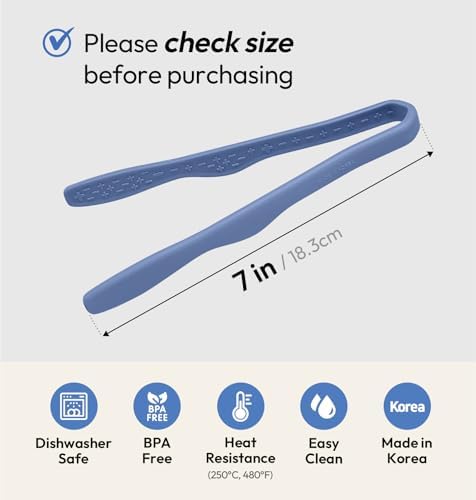 Carrotez Mini Silicone Toaster Tongs, 7 inches, 1 Pack, Blue - Image 4