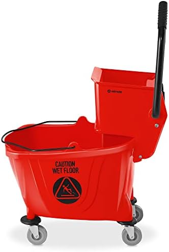 Dryser Commercial Side Press Wringer Combo Mop Bucket, 33 Quart, Red - Image 2